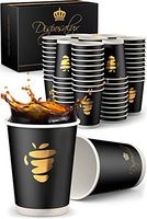 Disposalux Luxury Paper Cups 12 oz, Black or Gold | 80 Count | Disposable Coffee Cups for Hot or Cold Drinks | Ideal Gold Party Cups/Biodegradable Cups For Drinks Machines | Double Insulated (Black)