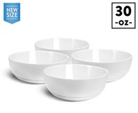 HARMAN & CO Soup Cereal Salad Bowl, Large 6.5" (30oz) Microwave & Dishwasher Safe, Frost White (Set of 4 Bowls)