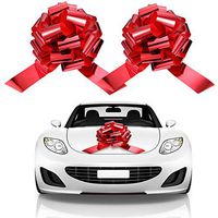 2 Sets Car Bows 16 Inch Giant Bows Bright Red Car Gift Bow for Grand Gift Decor Festival Gifts Wedding Car Decor Christmas Presents Ball New Houses