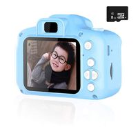 Andthere Digital Camera Mini Child Cartoon Shockproof Silicone Rechargeable Video Record Camcorder for Boys Birthday, New Year, Christmas Xmas, Anniversary Present, Light Blue (8GB TF Card Included)