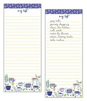 Set of 2- Blue Cups List Pad, Notepad, Shopping List with Attachable Magnet