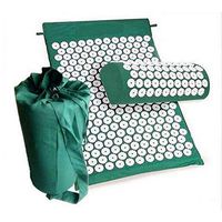 Acupressure Mat Pillow Set for Back Neck Pain Stress Relief Pads Muscle Relaxation Trigger Point Massage Therapy with Carrying Storage Bag - Dark Green
