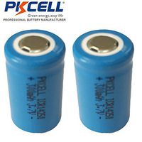 1/2AA Size 3.7 Volt 300 mAh ICR14250 Lithium Battery Flat Top 2Pcs