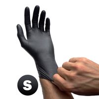 Black Latex Powder Free Disposable Tattoos Piercing Industrial Gloves - Size Small - 100 Gloves/Box