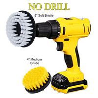 HIFROM 4 5inch Drill Brush - Soft Medium Attachment Scrub Cleaning Kit for Bathrooms Pool Tile Flooring Brick Ceramic Marble Carpets Upholstery Kitchen Stoves Cabinets Counters