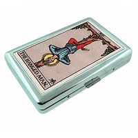 Tarot Card The Hanged Man S13 Silver Cigarette Case Metal Wallet Id Holder 4" X 2.75" RFID Protection