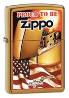 2013N ZIPPO 204B Brush Brass / CI000128-Mazzi Zippo Flag