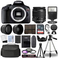 Canon EOS Rebel T7 / 1500D SLR Body+ 3 Lens Kit 18-55mm is + 16GB + Flash & More