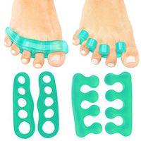 ViveSole Toe Stretchers (4 Pieces) - Silicone Gel Separators - Therapeutic Spa Spreaders for Plantar Fasciitis, Bunions, Overlapping Hammer Toe Spacers - Metatarsal Yoga Cushion (Green, Small)