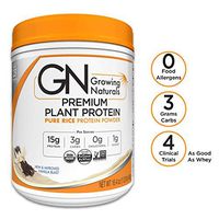 Growing Naturals | Organic Premium Plant Based Protein, Pure Rice Protein Powder | Vanilla Blast | Non-GMO, Vegan, Gluten-Free, Keto Friendly, Shelf-Stable | 1LB