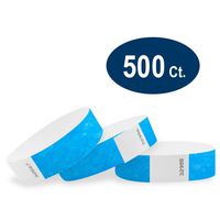 Wristco Neon Blue 3/4" Tyvek Wristbands - 500 Pack Paper Wristbands For Events