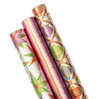 Caspari Bejeweled Silver Foil Wrapping Paper Trio - Three 30" x 8' Gift Wrap Rolls