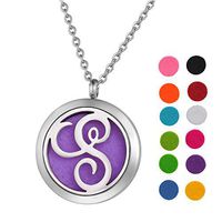 Stainless Steel Aromatherapy Essential Oil Diffuser Necklace with "S" Letter,Silver Tone