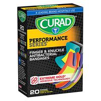 Curad Performance Series Fingertip and Knuckle Extreme Hold Fabric Bandages, 20 Count