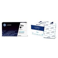 HP 26A | CF226A | Toner Cartridge | Black & Hammermill Paper, Copy Paper, 8.5 x 11 Paper, Letter Size, 20lb Paper, 92 Bright, 8 Ream Case / 4,000 Sheets (113640C) Acid Free Paper