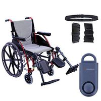 Karman S-Ergo 115 Ultra Lightweight Ergonomic Wheelchair | Seat Size 18" X 17" | Upgraded to Elevating Legrests | Fixed Wheels and Mag Wheels in Red & Free 130 dB Blue Safety Alarm! + Black Belt!