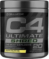 Cellucor C4 Ultimate Shred Pre Workout Powder, Fat Burner for Men & Women, Weight Loss Supplement with Ginger Root Extract, Lemon Italian Ice, 20 Servings