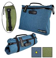 BOMBER CASE - Extra Large Premium Locking Smell Proof Bag, Adjustable Straps, Odor Proof, Carbon Lined, Lockable Pouch or Storage Case, 2 Colors (Blue)