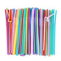 ALINK Flexible Plastic Drinking Straws, Extra Long Disposable Bendy Party Fancy Straws, Pack of 200