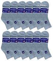 Yacht & Smith Loose Fit Non-Binding Soft Cotton Diabetic Crew and Ankle Socks, Bulk Value Pack (12 Pack Gray Ankle, Women (9-11))