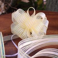 Iridescent Corsage Ribbon Pull Bow, 25 Yards, 5/8-inch (Ivory)