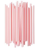 Crystalware, Long Smoothie Straws, Great for Milkshakes, Slushies, 300/box, Red and White Striped Straws, Individually Wrapped, Food-Safe BPA-Free Plastic, 8-1/4 Inches Long