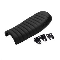 Motorcycle Cafe Racer Seat Universal Flat Brat Vintage Saddle Seat For Honda CB Yamaha XJ (Black)