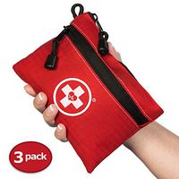First Aid Kit Pouch (64-Piece): Pocket Sized, Lightweight & Compact with Dual Zippers for Organization (3-Pack)
