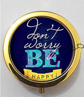 BlackKey Dont Worry Be Happy 3-Compartment Decorative Pocket Gift Box Case Organizer for Pill, Color 2 -731