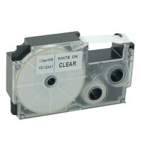 QPMY 1 Pack Compatible for Casio EZ-Label Tape 12mm x 8m 0.5" x 26' Label (White on Clear XR-12AXS)