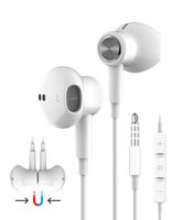 Wired Earbuds Latest Version Headphones by Noise Cancelling Stereo Heavy Bass Earphone With Microphone and Volume Control, Sports In Ear Earbud for iPhone Samsung Android phone White and Black (WHITE)