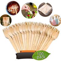 Disposable Wooden Forks Heavyweight - KITMA 6.5" Natural Birch Wood Environmental Protection Tableware - Alternative to Plastic Cutlery - Biodegradable (100 Pack)