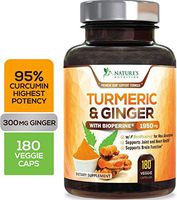 Turmeric Curcumin 95% Curcuminoids with BioPerine and Ginger 1950mg - Black Pepper for Best Absorption, Made in USA, Best Vegan Joint Support, Turmeric Ginger Supplement Pills - 180 Capsules