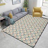 YucouHome Owls Geometric Area Rug Dorm, Cute Pattern with Native an Geometric Ornaments Horizontal Zigzag Lines, Durable Carpet Area Rug - Living Dinning Room Bedroom Rugs and Carpets(2.5'x 9')