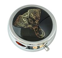WuCong Elephant Custom Fashion Design Glass Round Pill Case Western Medicine Tablet Holder Decorative Box