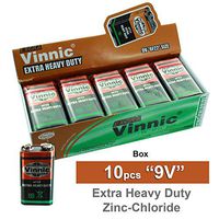 10pc VINNIC ER22MSG 9V Extra Heavy Duty Batteries Replace Mallory M1604, 006P, 6LF22, 6LF62, 6LR61, 9 Volt, AM6F, Ever Ready 216, HP3, MN1604, MN1604_BP1, PP3HP