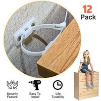 Furniture Straps Baby Proofing, (12 Packs) Adjustable Furniture Anchors for Child Safety, Anti Tip Furniture Wall Anchor for TV Cabinets Drawer Bookshelf, Nylon