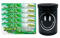 Herb Airtight Container Fresh Kettle with Juicy Jay's Green Trips 1.25 Flavored Hemp Rolling Papers 5 Count DC Crafts Nation- Happy Face