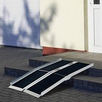 Festnight Portable Folding Wheelchair Ramp, Lightweight Aluminum Skidproof PVC Carpeted 4’