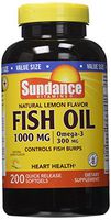 Sundance Omega-3 Lem Fish Oil 1000 mg, Natural Lemon Flavor, 200 Count