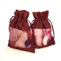 JaneOft 5x7 Inches 20PCS Drawstring Burlap Gift Bags, See Through Window Red