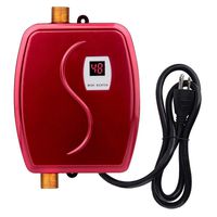 kbxstart Electric Tankless Hot Water Heater, 110V 3000W Hot Water Heater with LCD Digital Display for Hand/Face/Bowl Bathroom Kitchen Washing, Version 01-Red