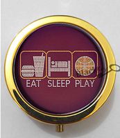 BlackKey Eat Sleep Play Basketball Quote 3-Compartment Decorative Pocket Gift Box Case Organizer for Pill, Color 2 -157