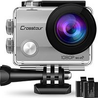Crosstour Action Camera Underwater Cam WiFi 1080P Full HD 12MP Waterproof 30m 2" LCD 170 Degree Wide-Angle Sports Camera with 2 Rechargeable 1050mAh Batteries and Mounting Accessory Kits (Silver)