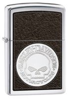 Zippo Lighter - Harley Davidson Skull High Polish Chrome NEW