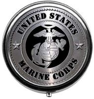 Eareeco - Marine Corps Round Pill Case/Pill Box/Pill Case/Case- Three-Compartment Pill Box/Pill Case