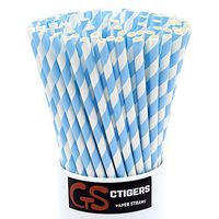 Light Blue Striped Drinking Paper Straws for Birthday Party Wedding Baby Shower Biodegradable Straw Box of 100