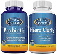 Probiotics 30 Billion CFU - Nutrition Essentials Highest Rated Acidophilus Probiotic for Women and Men/Nootropic Brain Function Booster Supplement - Enhance Memory, Mental Clarity, Energy, and Focus