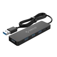ORICO Powered USB Hub, 4-Ports USB 3.0 Ultra-Slim Super Speed Data Hub with 3.3ft Extended Cable, Power Port for MacBook, Mac Pro/Mini, iMac, PS4, Desktop PC, U-Disk, Mobile HDD and More