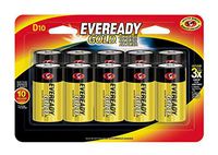 Eveready Gold D Cell Alkaline Batteries, Long-Lasting Reliable Power, 10 Year Power Storage, 10 Count
